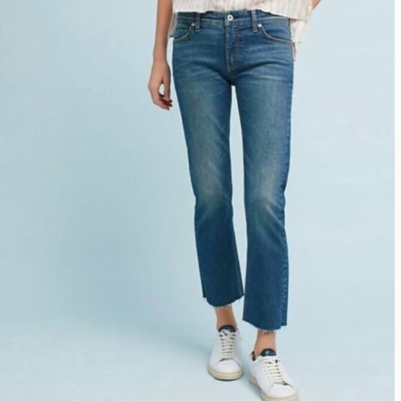 Anthropologie x Pilcro Raw Hem Cropped Straight Leg Jeans Size 32 - Picture 1 of 12